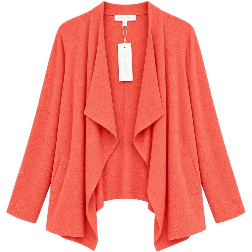 Adyson Parker Coral Open Front Waterfall Cardigan 2X Sunset Boulevard NWT